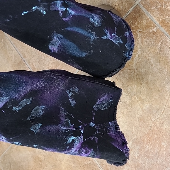 Altar'd State Flare Pants Size Small Black Pull On Elastic Waist Hand Painted - Picture 5 of 10